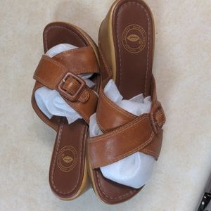 Ladies tan high heel sandals